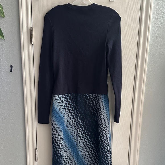 Ted Baker London Ionaaa Zig Zag Navy Stretch Woven Midi Dress Women’s 3 Casual - Picture 6 of 11